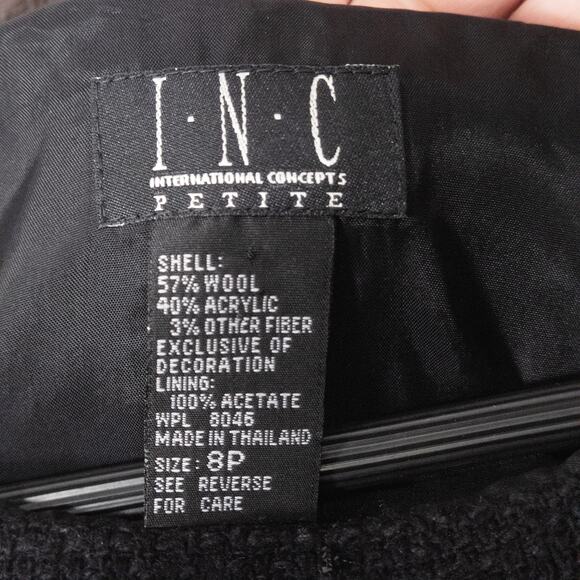 INC International Concepts Dress Black Textured Petite 8P Dark Romance - Picture 8 of 9